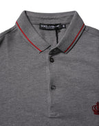 Dolce & Gabbana Gray Cotton Crown Collared Polo T-shirt - Zeiniez