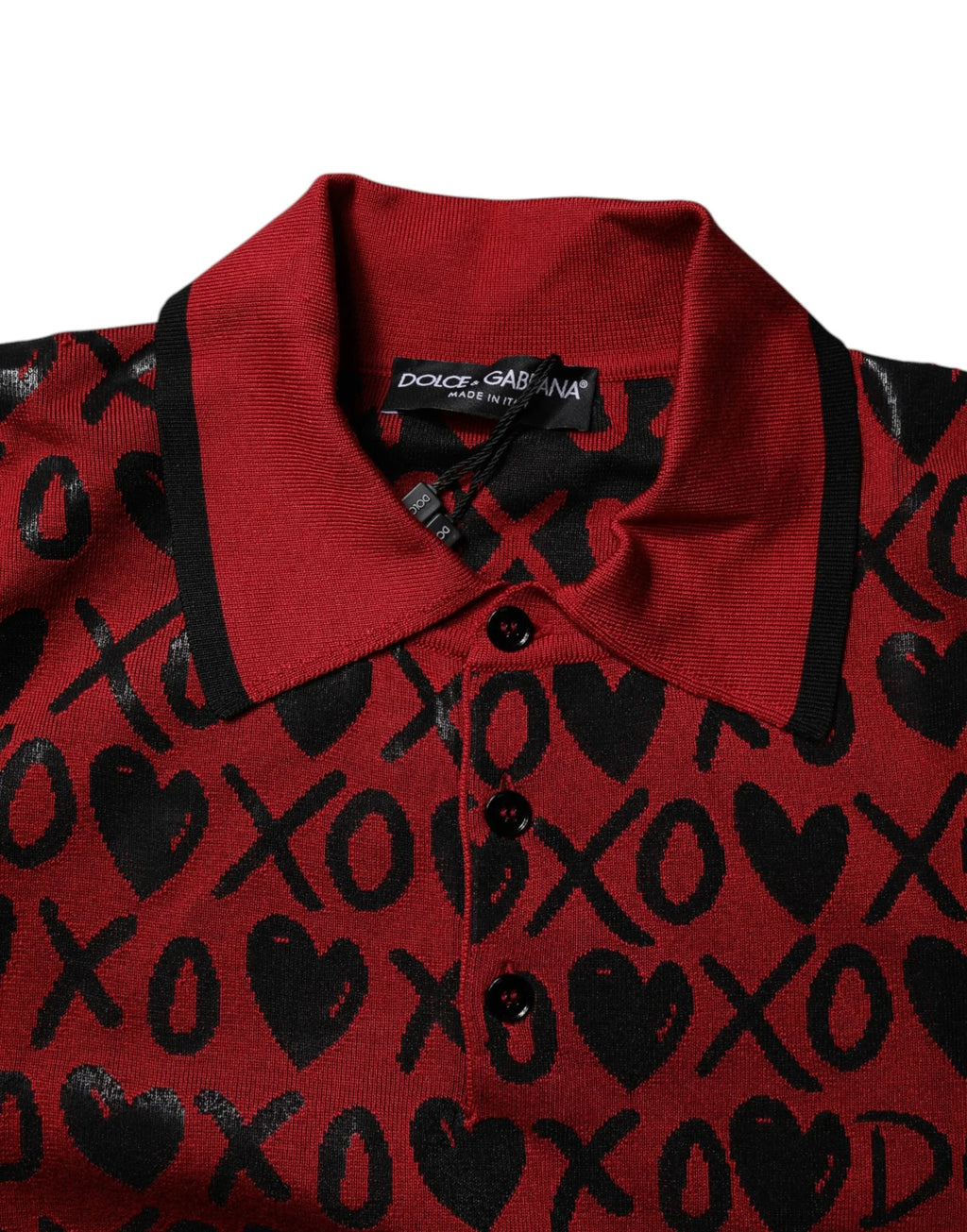 Dolce & Gabbana Red Cotton XOXO Collared Polo T-shirt - Zeiniez