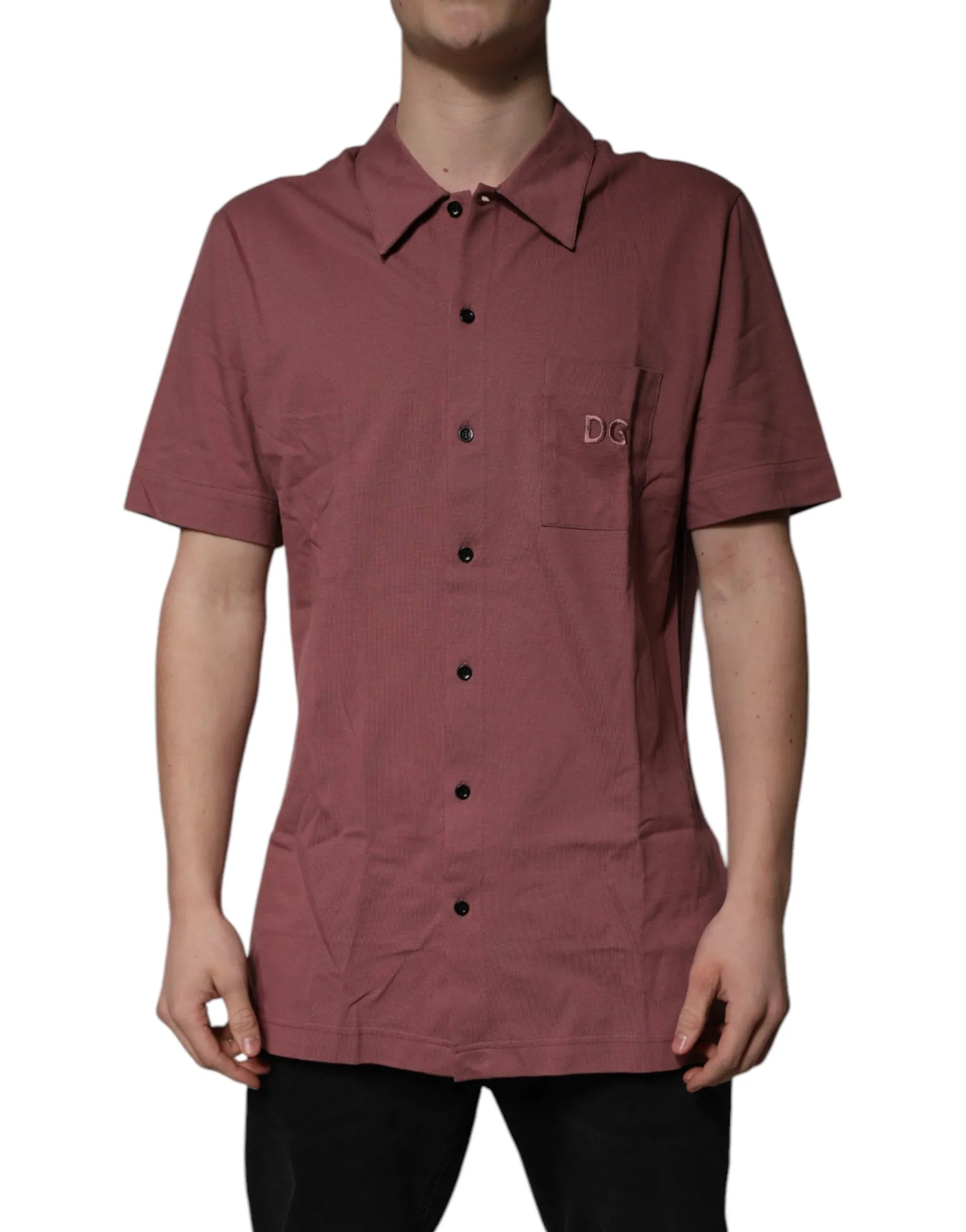 Dolce & Gabbana Dark Pink Button Down Casual Polo Men Shirt - Zeiniez
