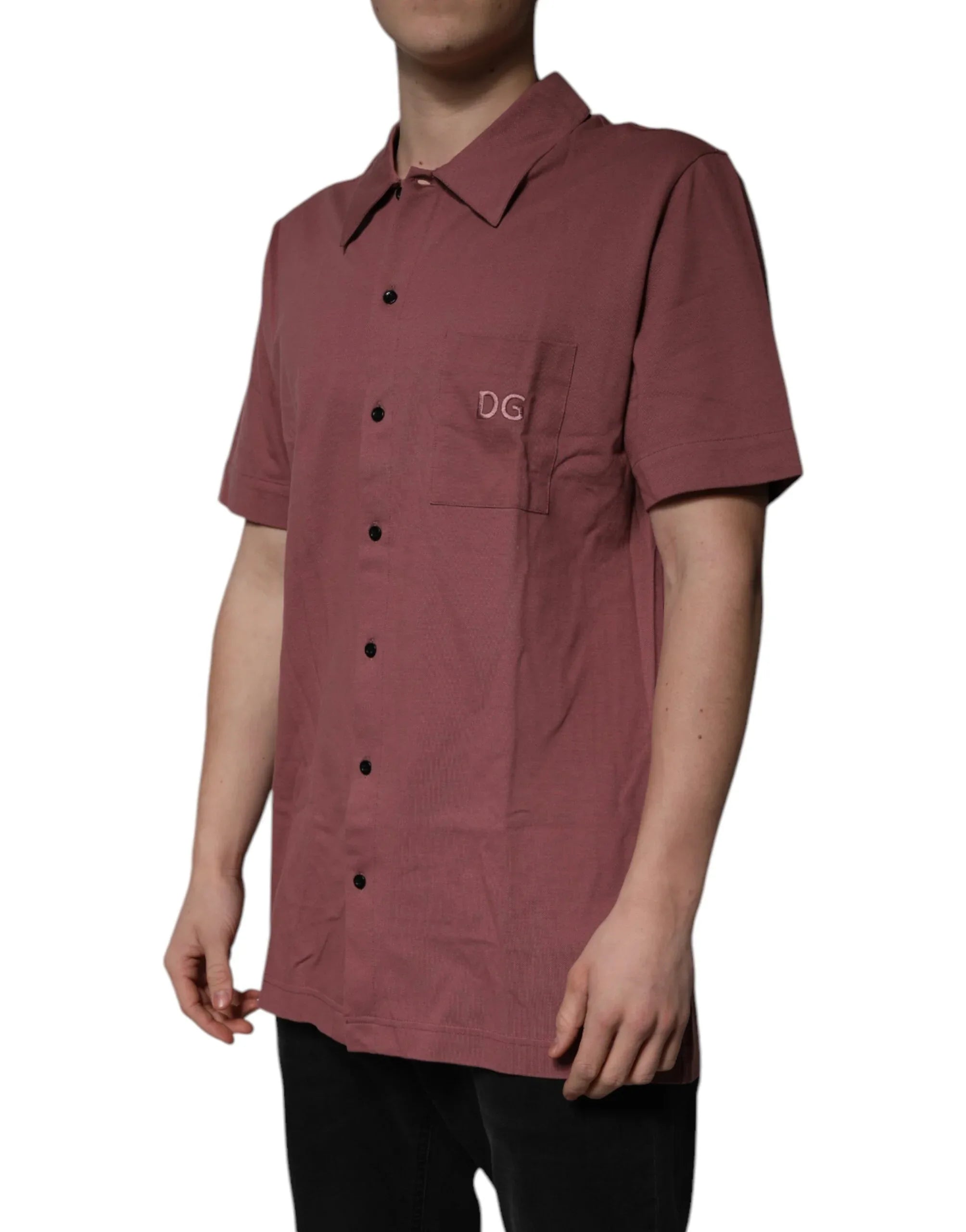 Dolce & Gabbana Dark Pink Button Down Casual Polo Men Shirt - Zeiniez