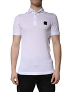 Dolce & Gabbana White Cotton Logo Collared Polo T-shirt - Zeiniez