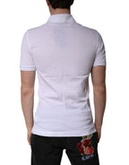 Dolce & Gabbana White Cotton Logo Collared Polo T-shirt - Zeiniez