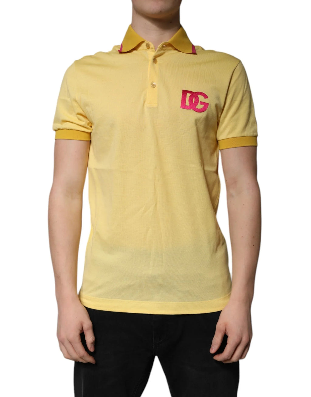 Dolce & Gabbana Yellow Cotton Logo Collared Polo T-shirt - Zeiniez