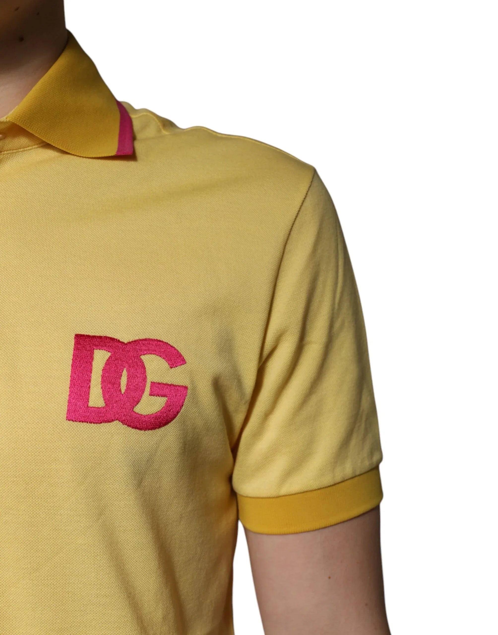 Dolce & Gabbana Yellow Cotton Logo Collared Polo T-shirt - Zeiniez