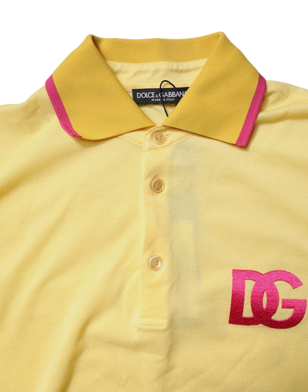 Dolce & Gabbana Yellow Cotton Logo Collared Polo T-shirt - Zeiniez