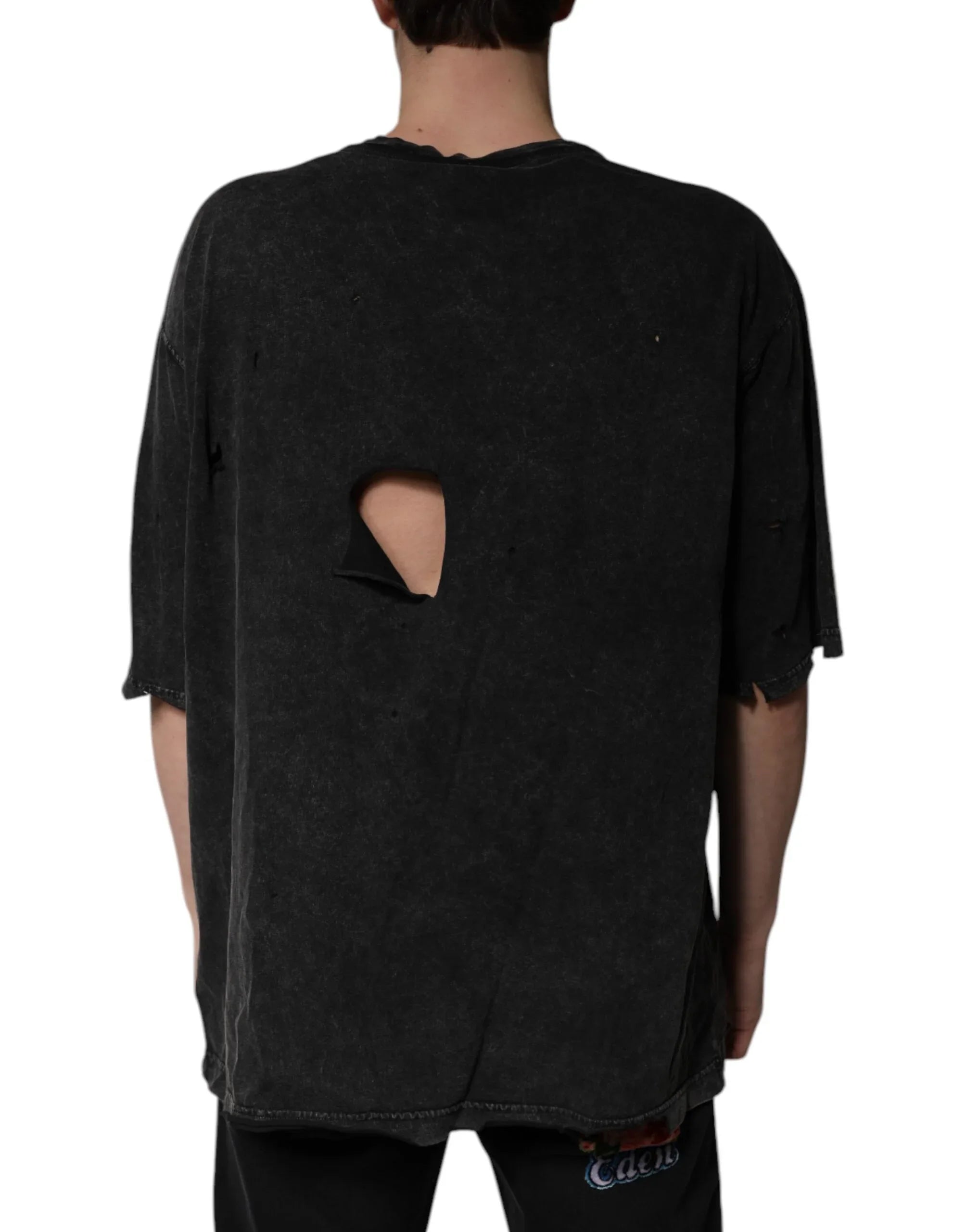 Dolce & Gabbana Black Graphic Print Cotton Crew Neck T-shirt - Zeiniez