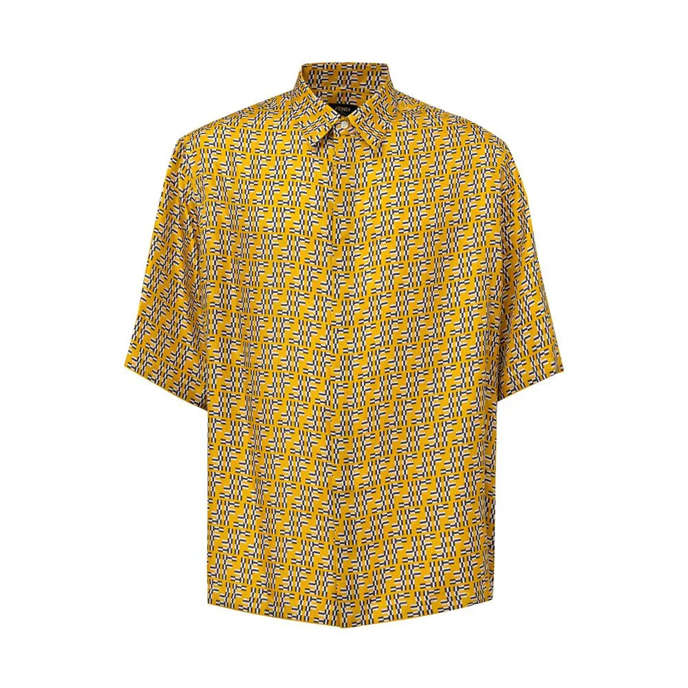 Fendi Yellow Silk Shortsleeve Shirt - Zeiniez