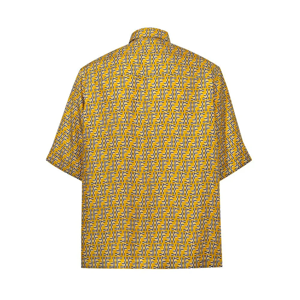 Fendi Yellow Silk Shortsleeve Shirt - Zeiniez