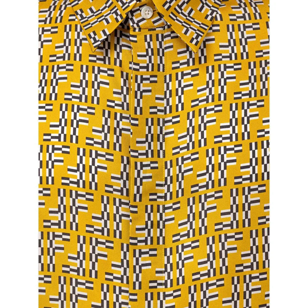 Fendi Yellow Silk Shortsleeve Shirt - Zeiniez