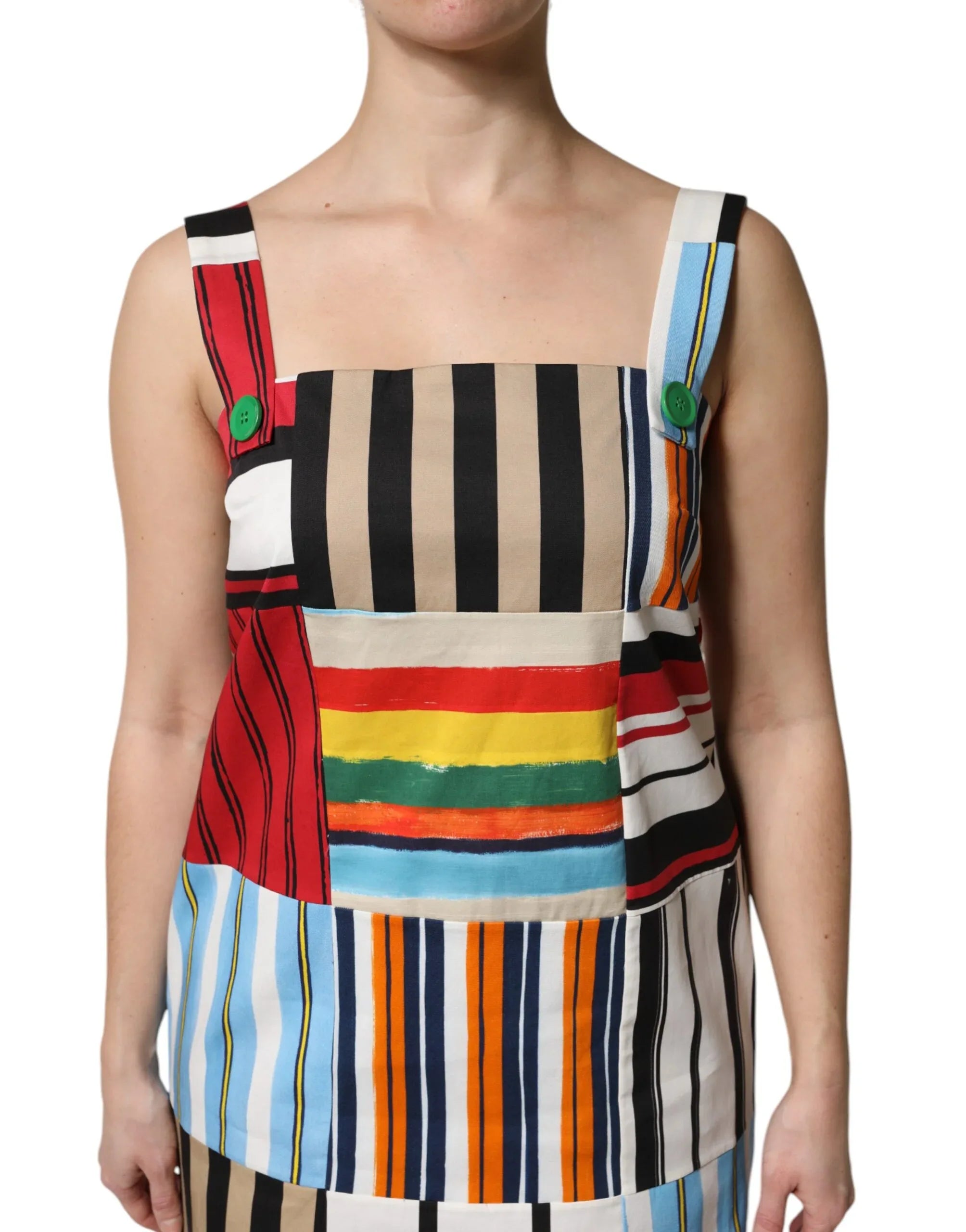 Dolce & Gabbana Multicolor Cotton Stripe Sleeveless Dress - Zeiniez
