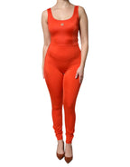 Dolce & Gabbana Orange Sleeveless Bodycon Jumpsuit Dress - Zeiniez
