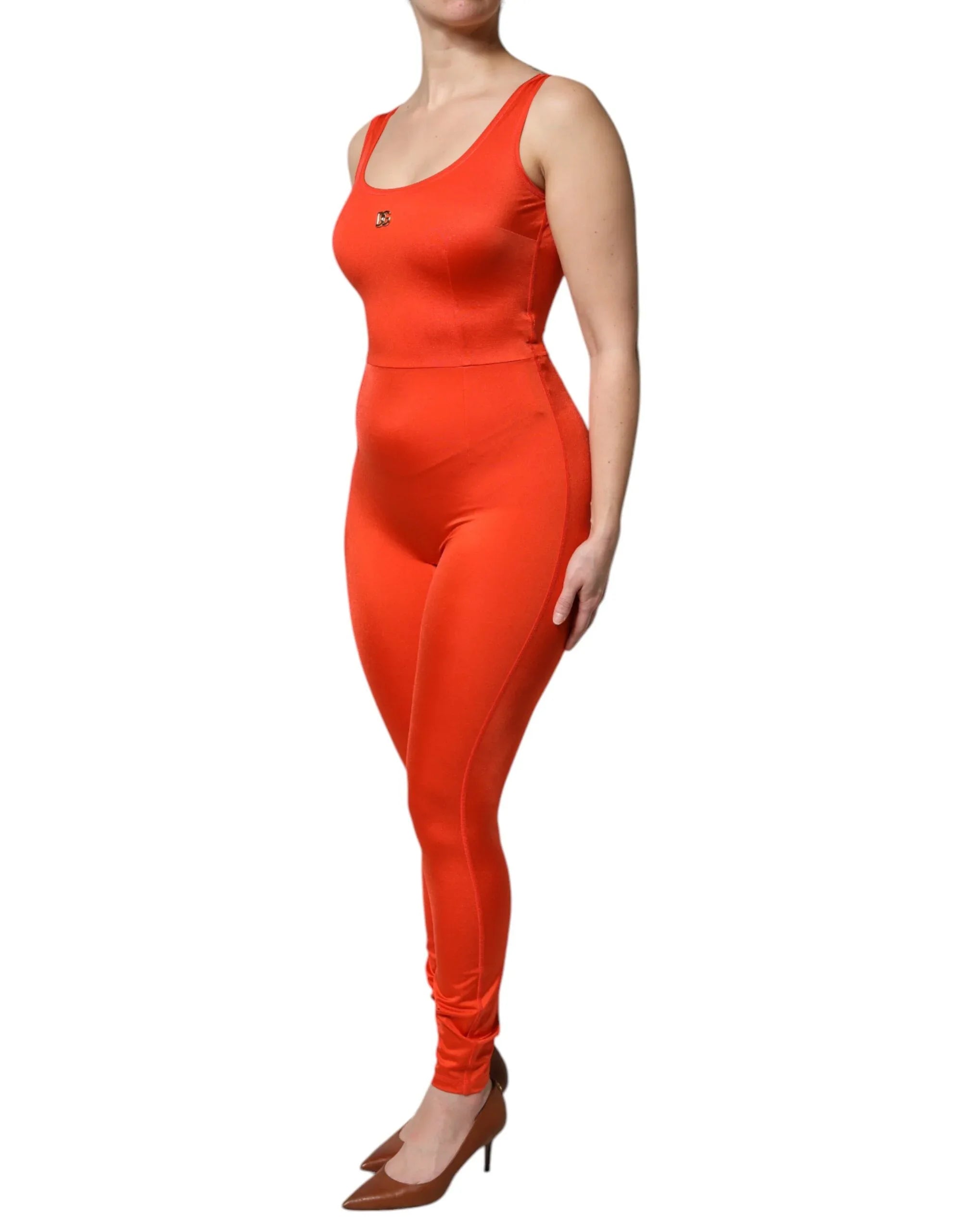 Dolce & Gabbana Orange Sleeveless Bodycon Jumpsuit Dress - Zeiniez