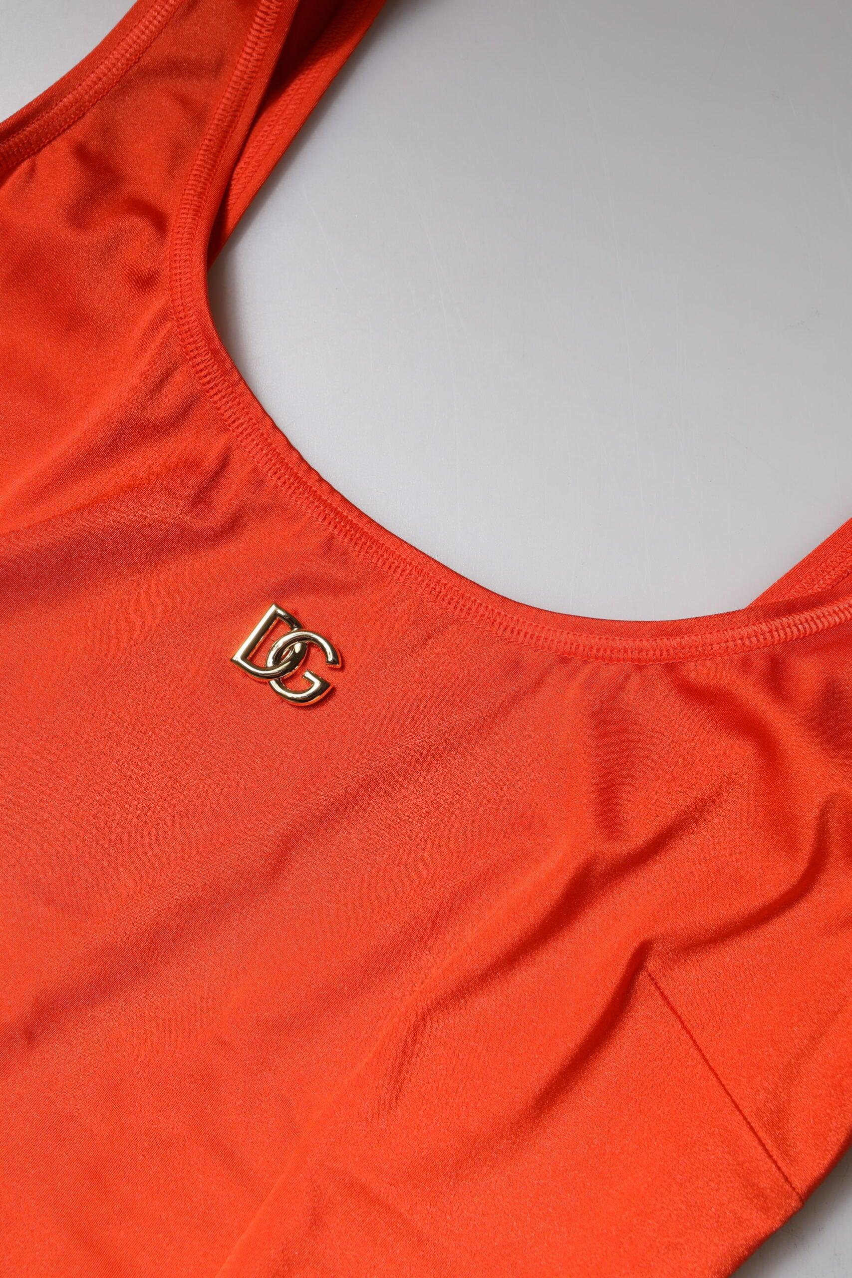 Dolce & Gabbana Orange Sleeveless Bodycon Jumpsuit Dress - Zeiniez