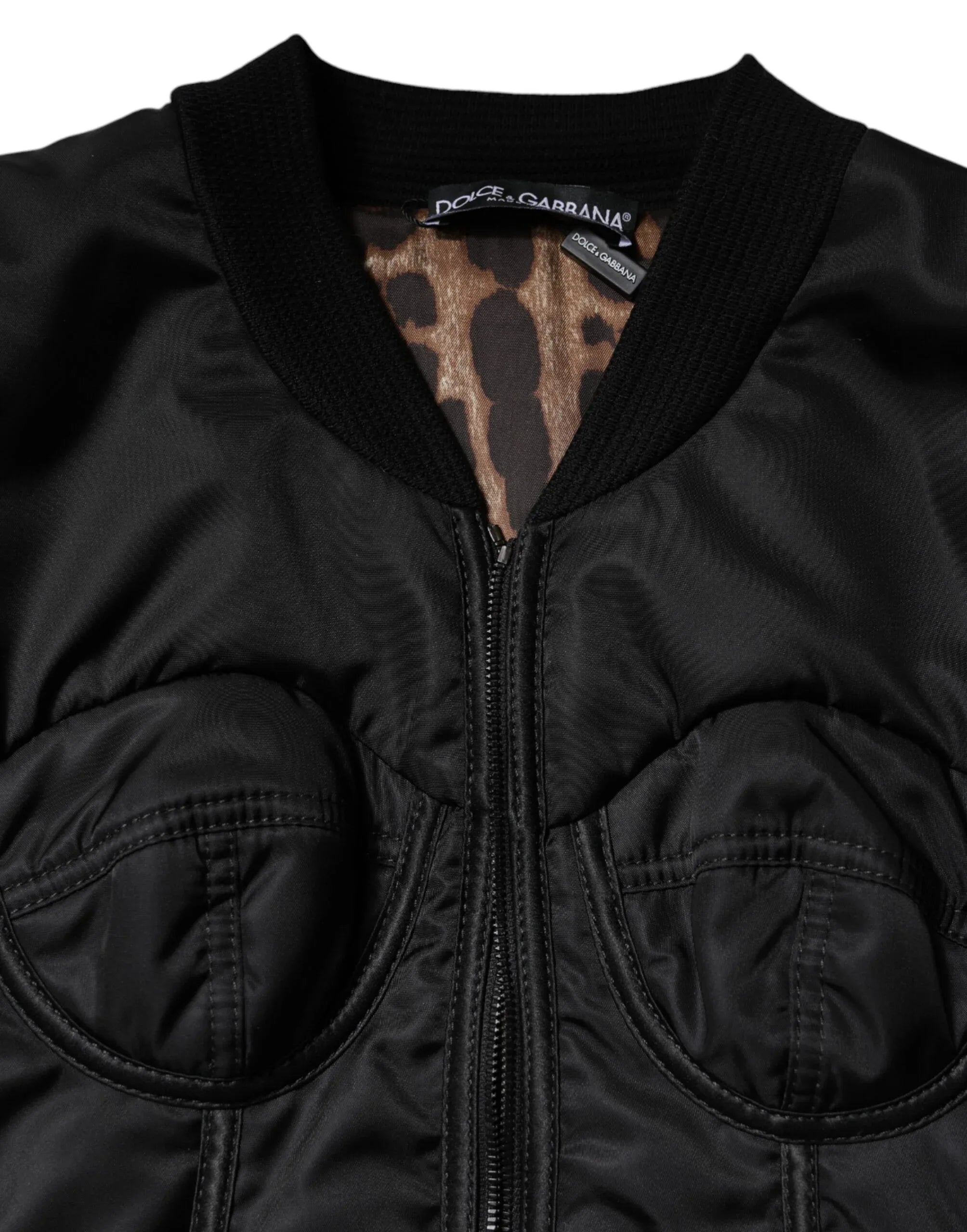 Dolce & Gabbana Black Nylon Full Zip Bustier Corset Jacket - Zeiniez