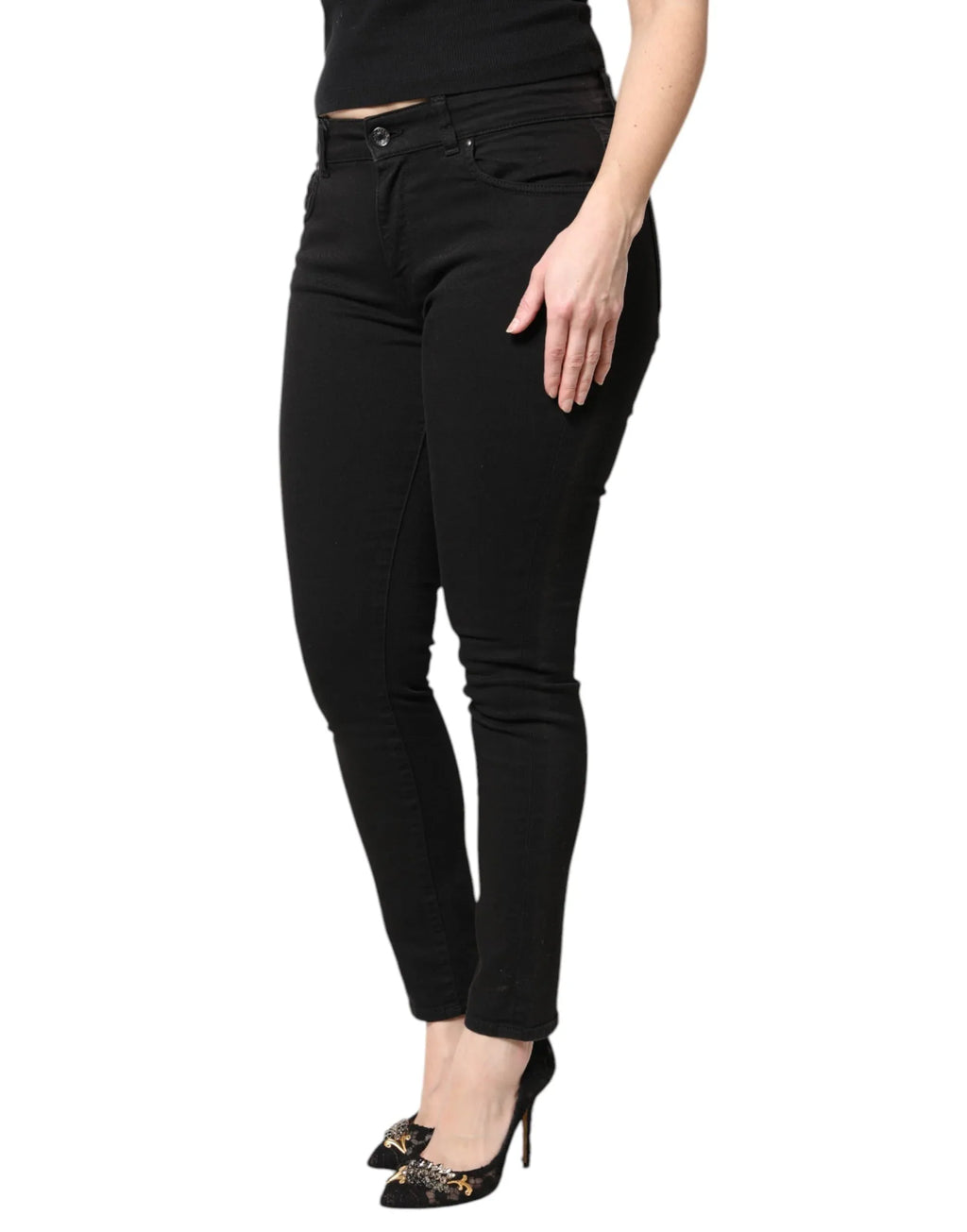Dolce & Gabbana Black Cotton Mid Waisted Skinny Denim Jeans - Zeiniez