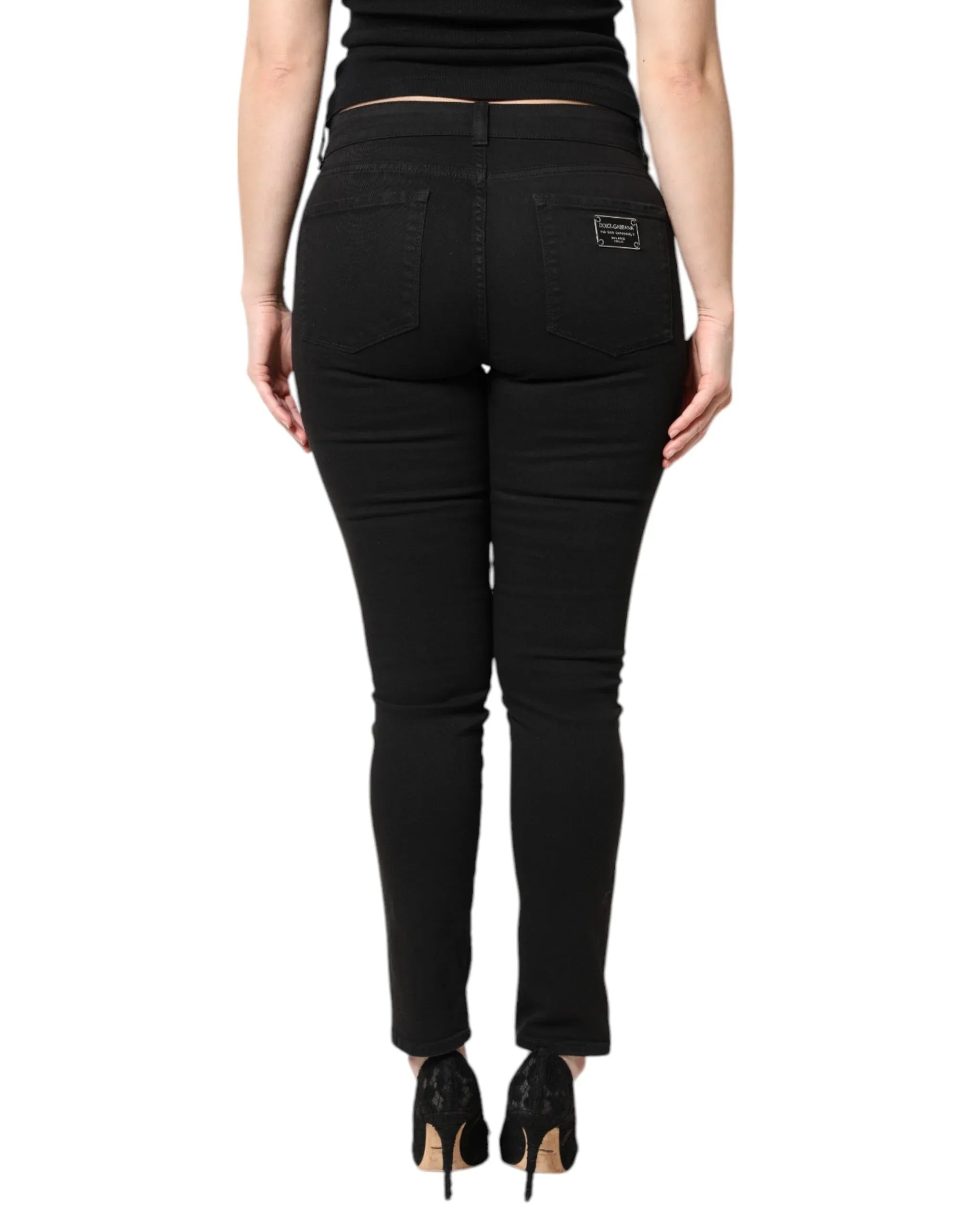 Dolce & Gabbana Black Cotton Mid Waisted Skinny Denim Jeans - Zeiniez