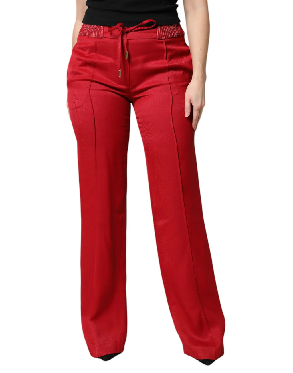 Dolce & Gabbana Red Viscose Straight Fit Pants - Zeiniez