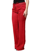 Dolce & Gabbana Red Viscose Straight Fit Pants - Zeiniez
