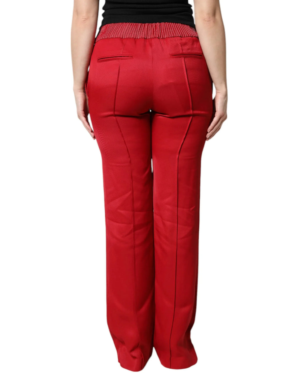 Dolce & Gabbana Red Viscose Straight Fit Pants - Zeiniez