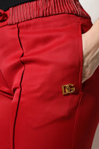 Dolce & Gabbana Red Viscose Straight Fit Pants - Zeiniez