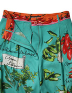 Dolce & Gabbana Green Silk Printed Straight Pants - Zeiniez