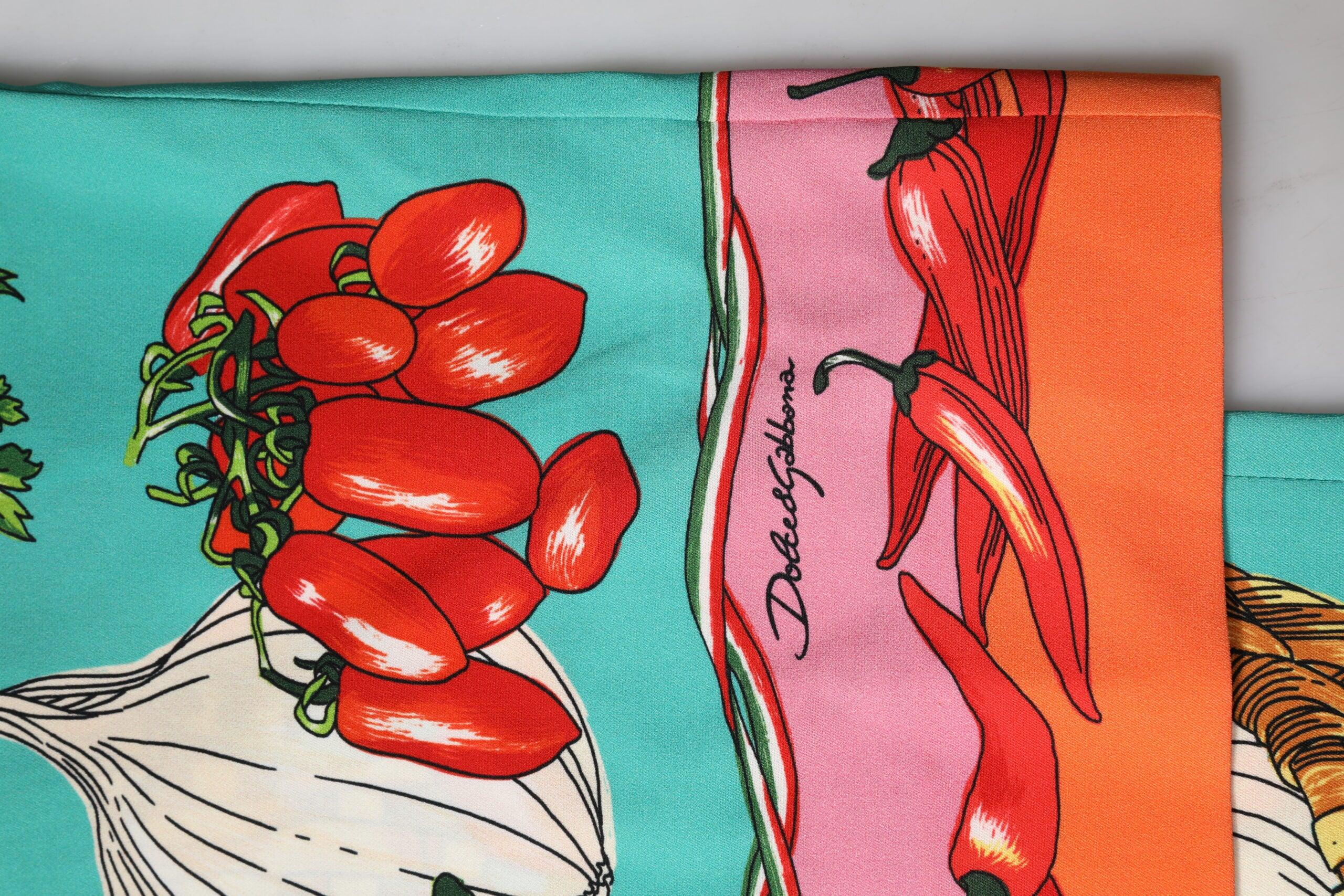 Dolce & Gabbana Green Silk Printed Straight Pants - Zeiniez