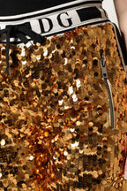 Dolce & Gabbana Metallic Gold DG Logo Sequined Jogger Pants - Zeiniez