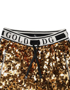 Dolce & Gabbana Metallic Gold DG Logo Sequined Jogger Pants - Zeiniez