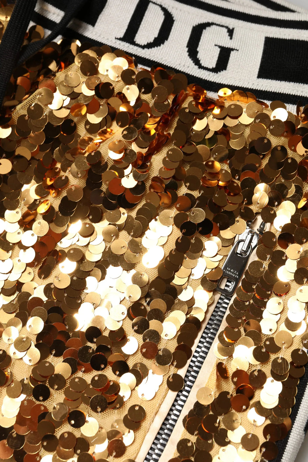 Dolce & Gabbana Metallic Gold DG Logo Sequined Jogger Pants - Zeiniez