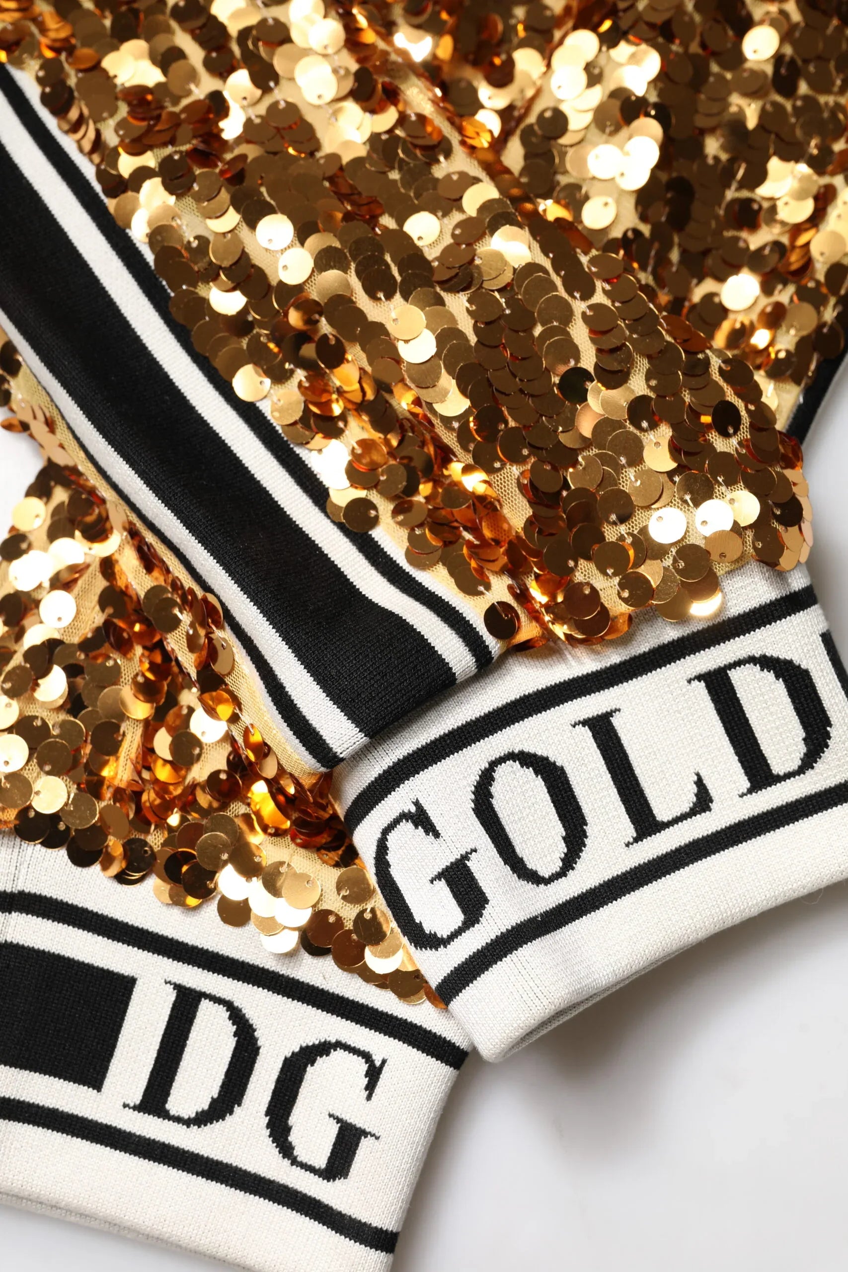 Dolce & Gabbana Metallic Gold DG Logo Sequined Jogger Pants - Zeiniez