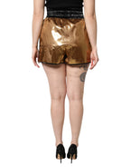 Dolce & Gabbana Metallic Gold High Waist Women Hotpants Short - Zeiniez