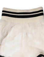 Dolce & Gabbana White Faux Fur High Waisted Hot Pants Short - Zeiniez