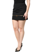 Dolce & Gabbana Black Virgin Wool High Waisted Mini Skirt - Zeiniez