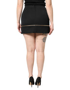 Dolce & Gabbana Black Virgin Wool High Waisted Mini Skirt - Zeiniez