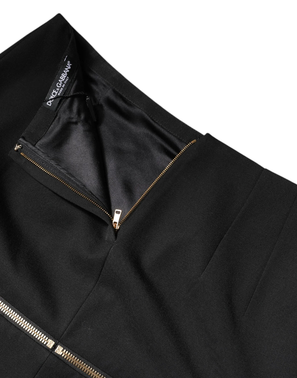 Dolce & Gabbana Black Virgin Wool High Waisted Mini Skirt - Zeiniez