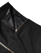 Dolce & Gabbana Black Virgin Wool High Waisted Mini Skirt - Zeiniez