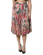 Dolce & Gabbana Multicolor Silk Floral High Waist Midi Skirt - Zeiniez