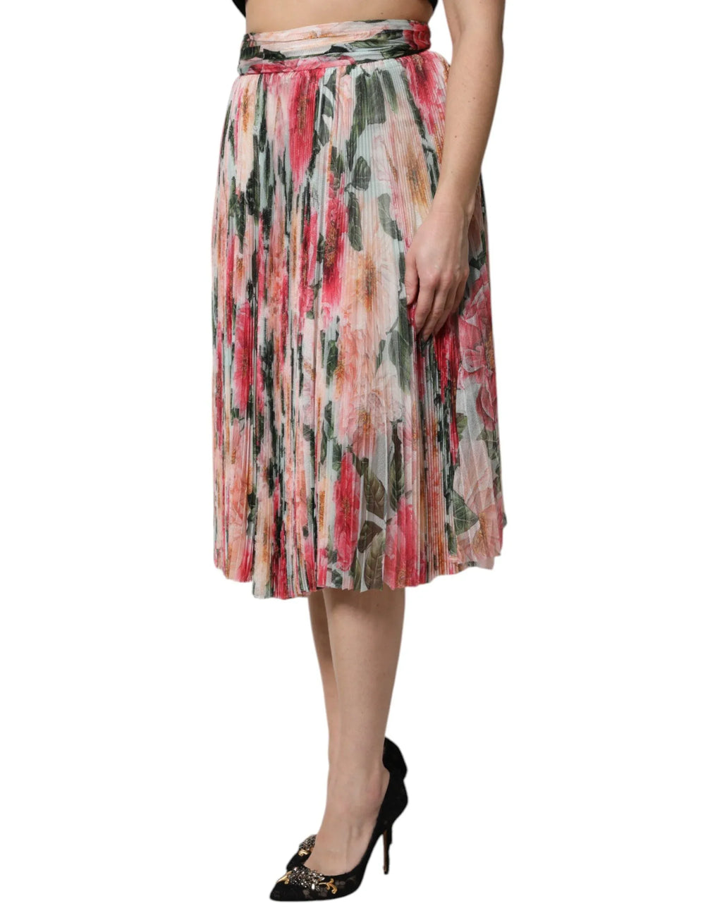 Dolce & Gabbana Multicolor Silk Floral High Waist Midi Skirt - Zeiniez