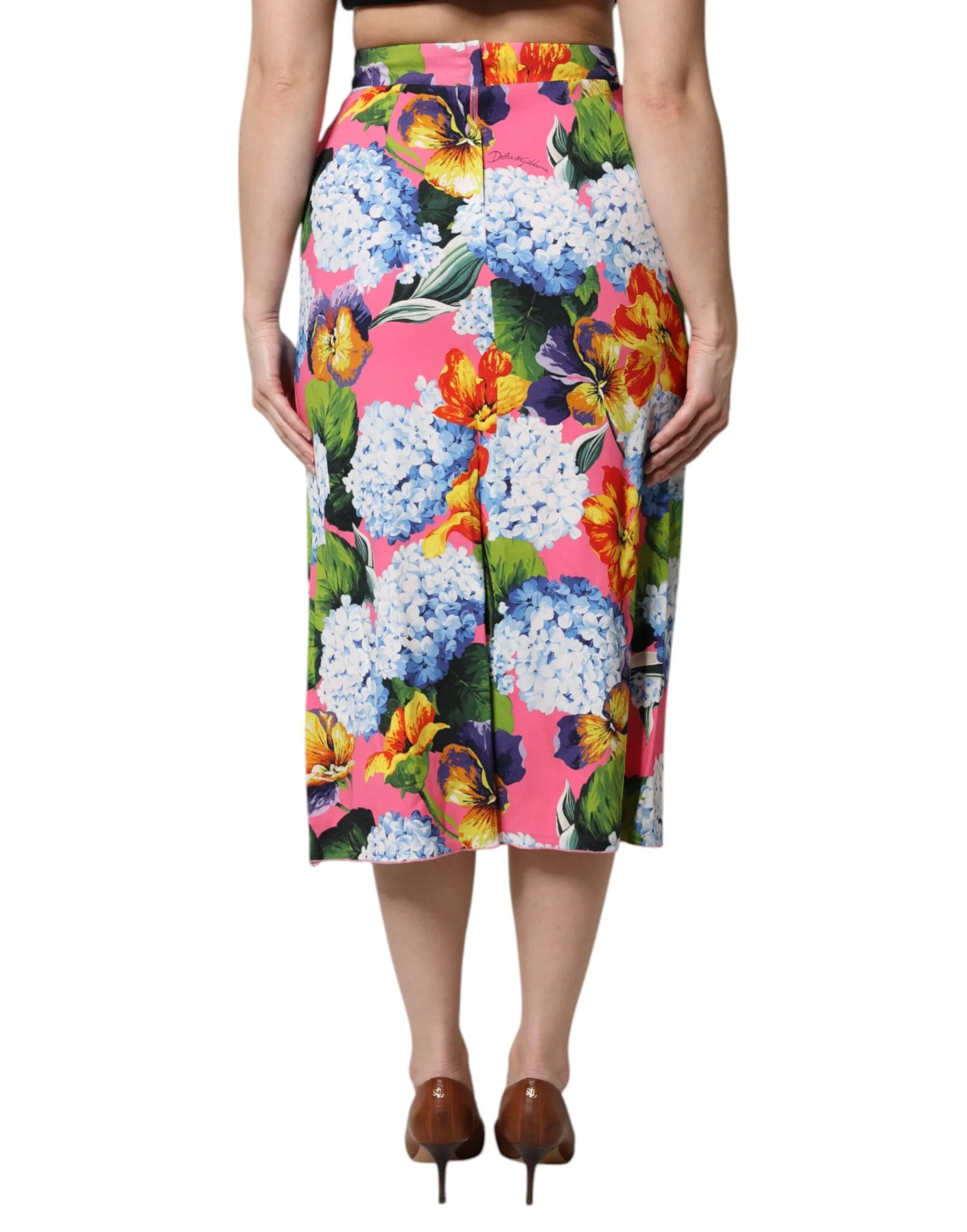 Dolce & Gabbana Multicolor Floral High Waist Midi Skirt - Zeiniez