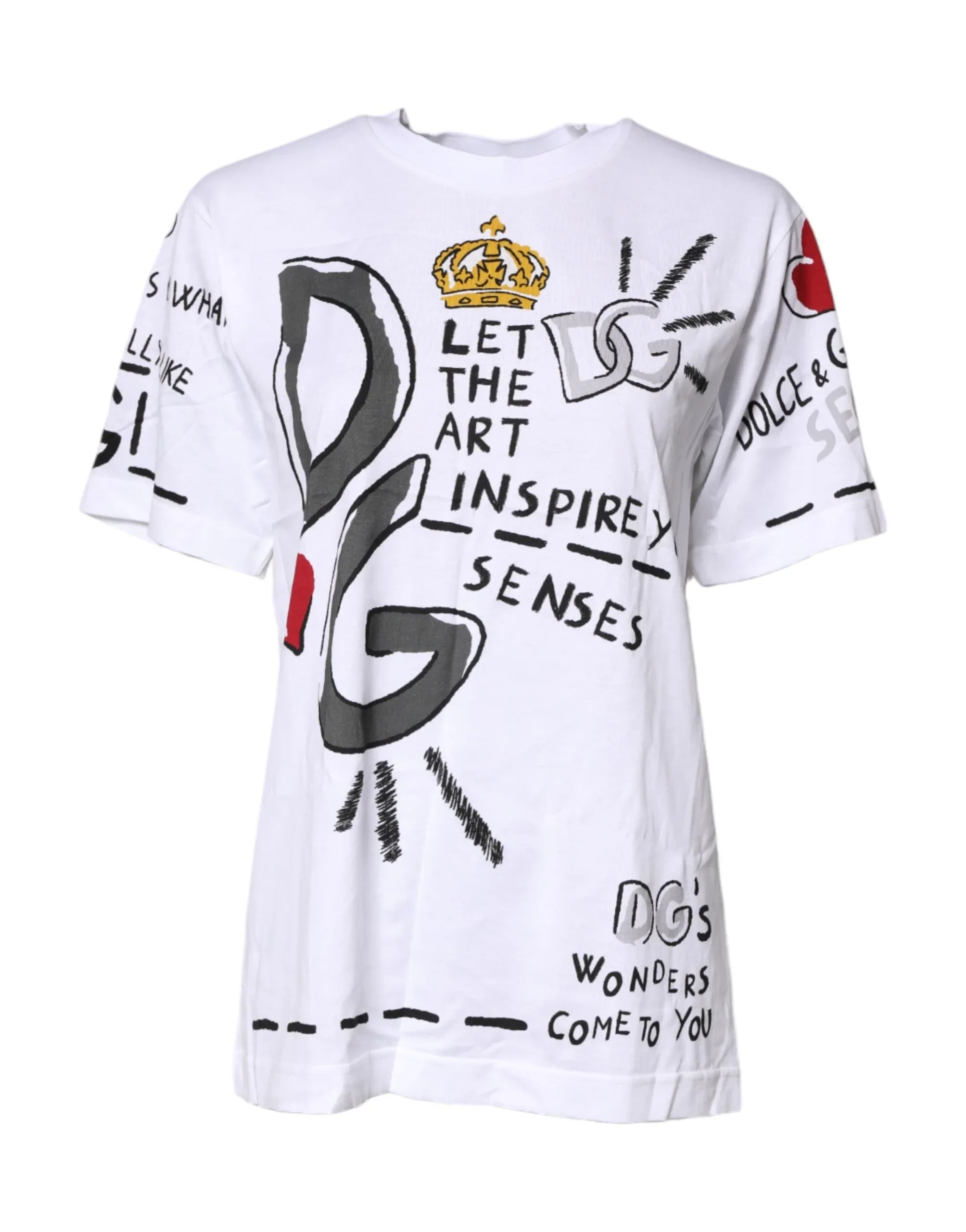 Dolce & Gabbana White Short-Sleeved Printed Jersey T-shirt - Zeiniez