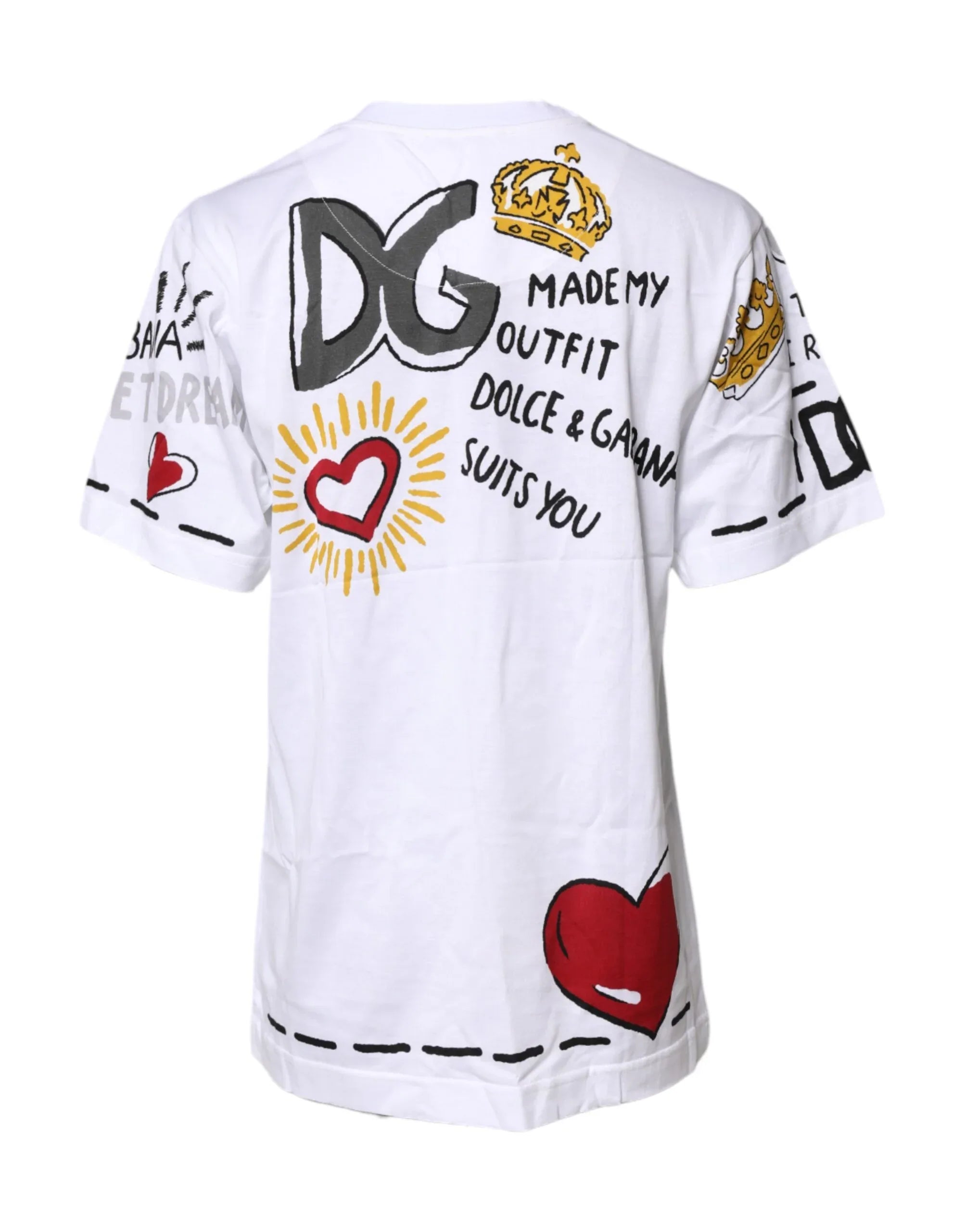 Dolce & Gabbana White Short-Sleeved Printed Jersey T-shirt - Zeiniez