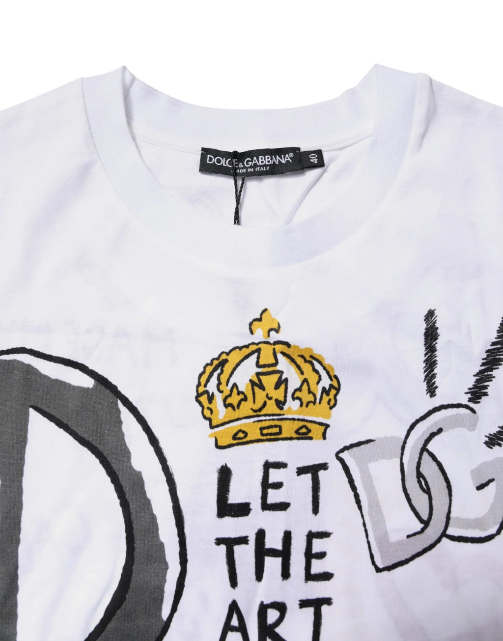 Dolce & Gabbana White Short-Sleeved Printed Jersey T-shirt - Zeiniez