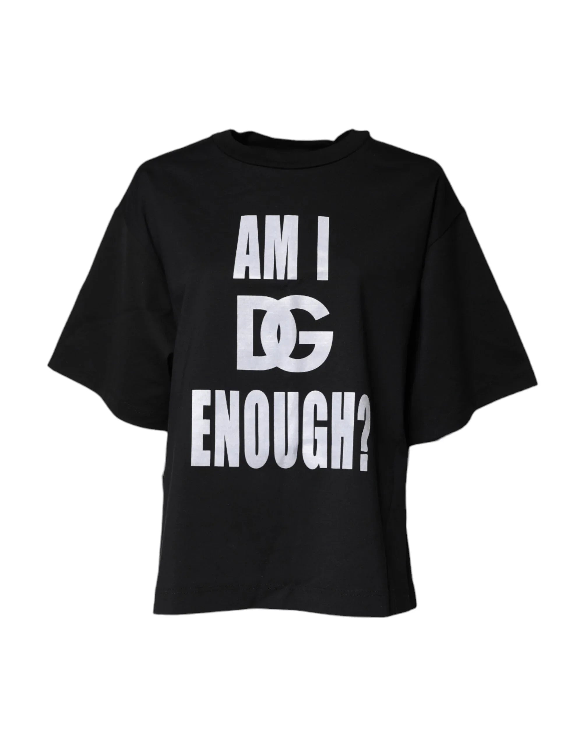 Dolce & Gabbana Black Printed Cotton Crew Neck Tee T-shirt - Zeiniez