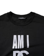 Dolce & Gabbana Black Printed Cotton Crew Neck Tee T-shirt - Zeiniez