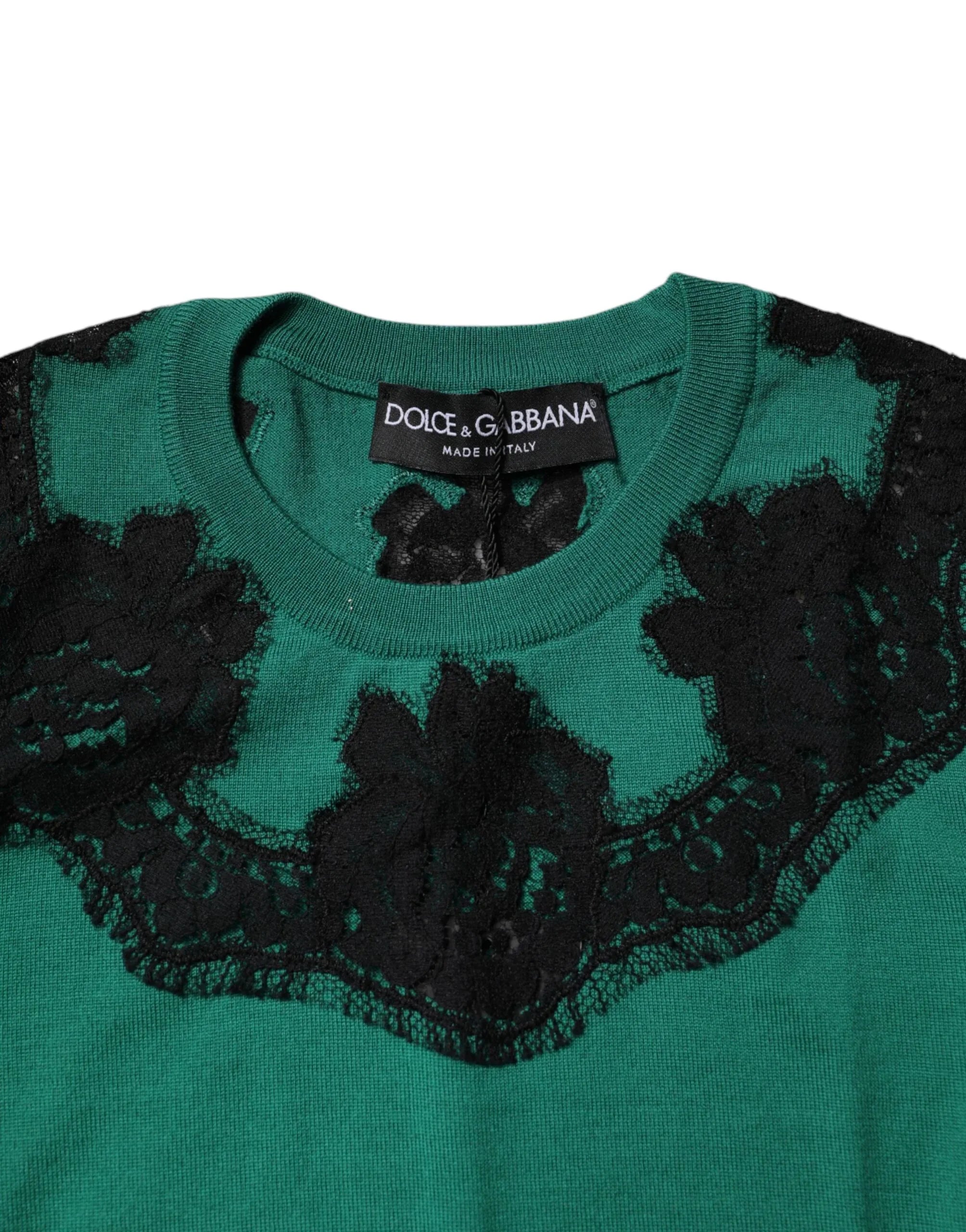 Dolce & Gabbana Green Wool Lace Detail Sleeveless Tank Top - Zeiniez