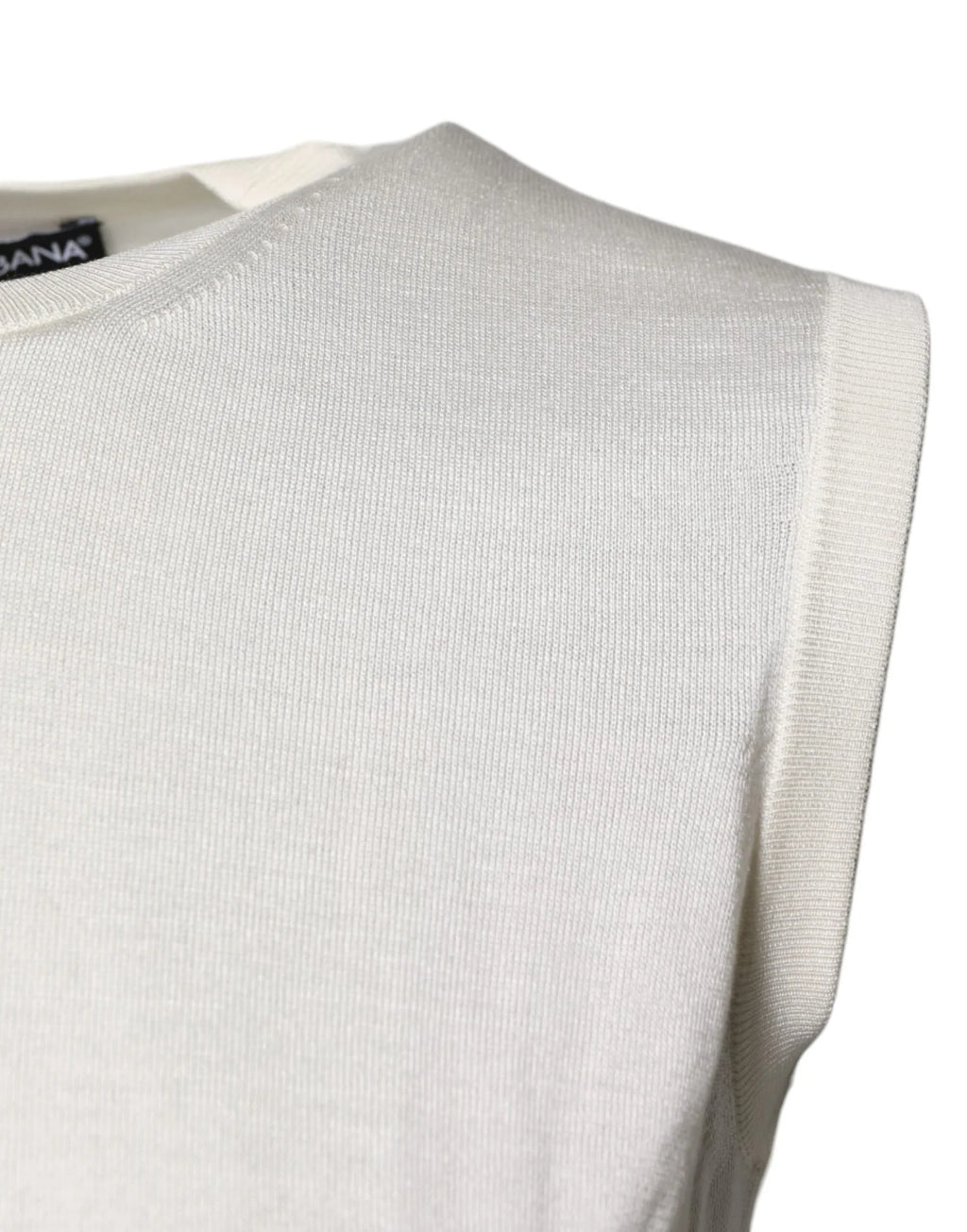 Dolce & Gabbana Cream Sleeveless Silk Round Neck Tank Top - Zeiniez