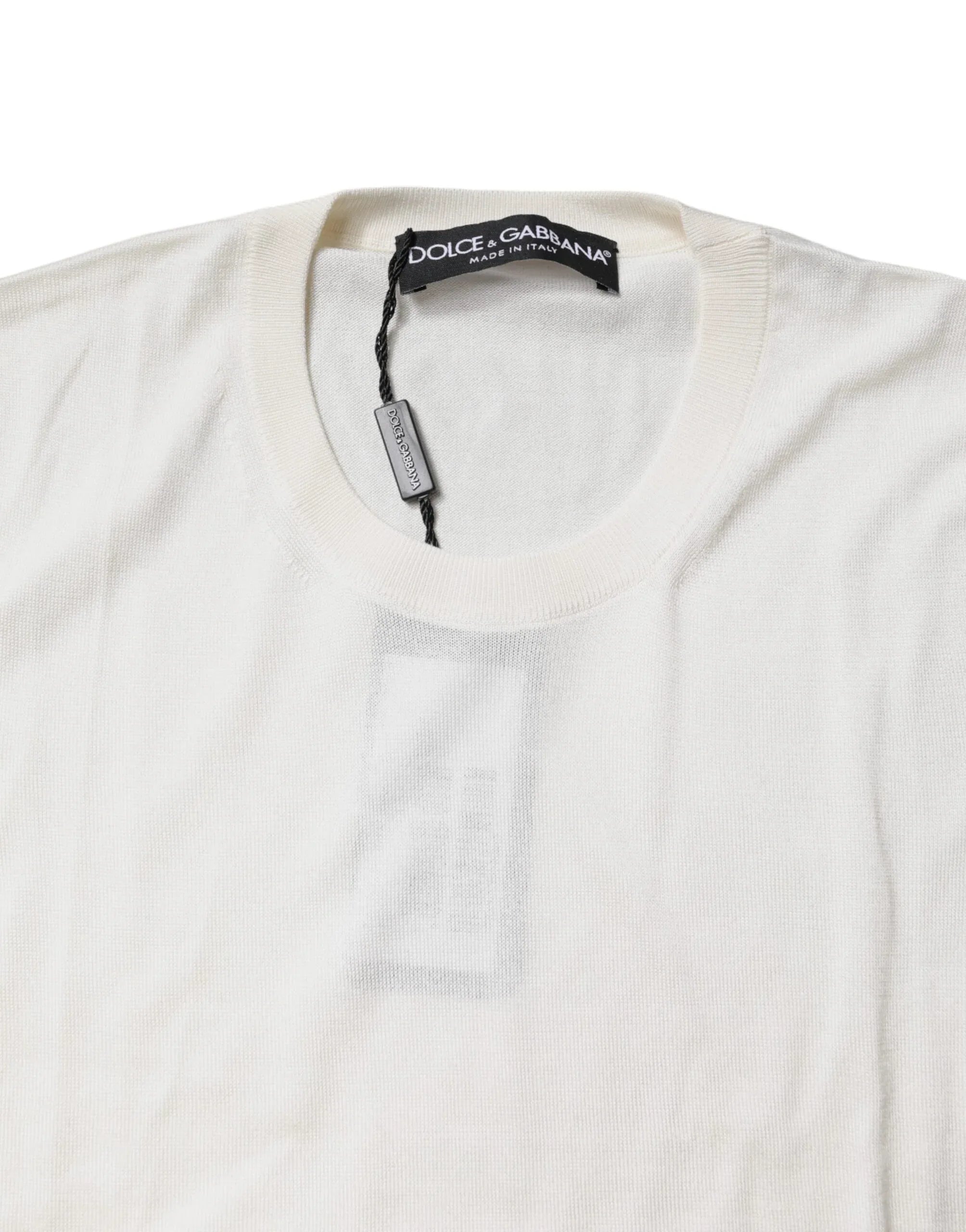 Dolce & Gabbana Cream Sleeveless Silk Round Neck Tank Top - Zeiniez