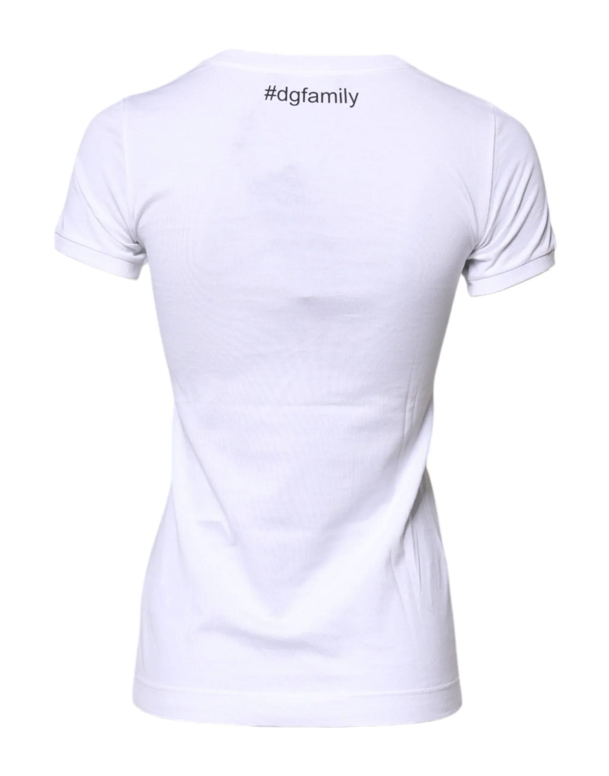Dolce & Gabbana White Cotton #DGFAMILY Embroidery T-shirt - Zeiniez