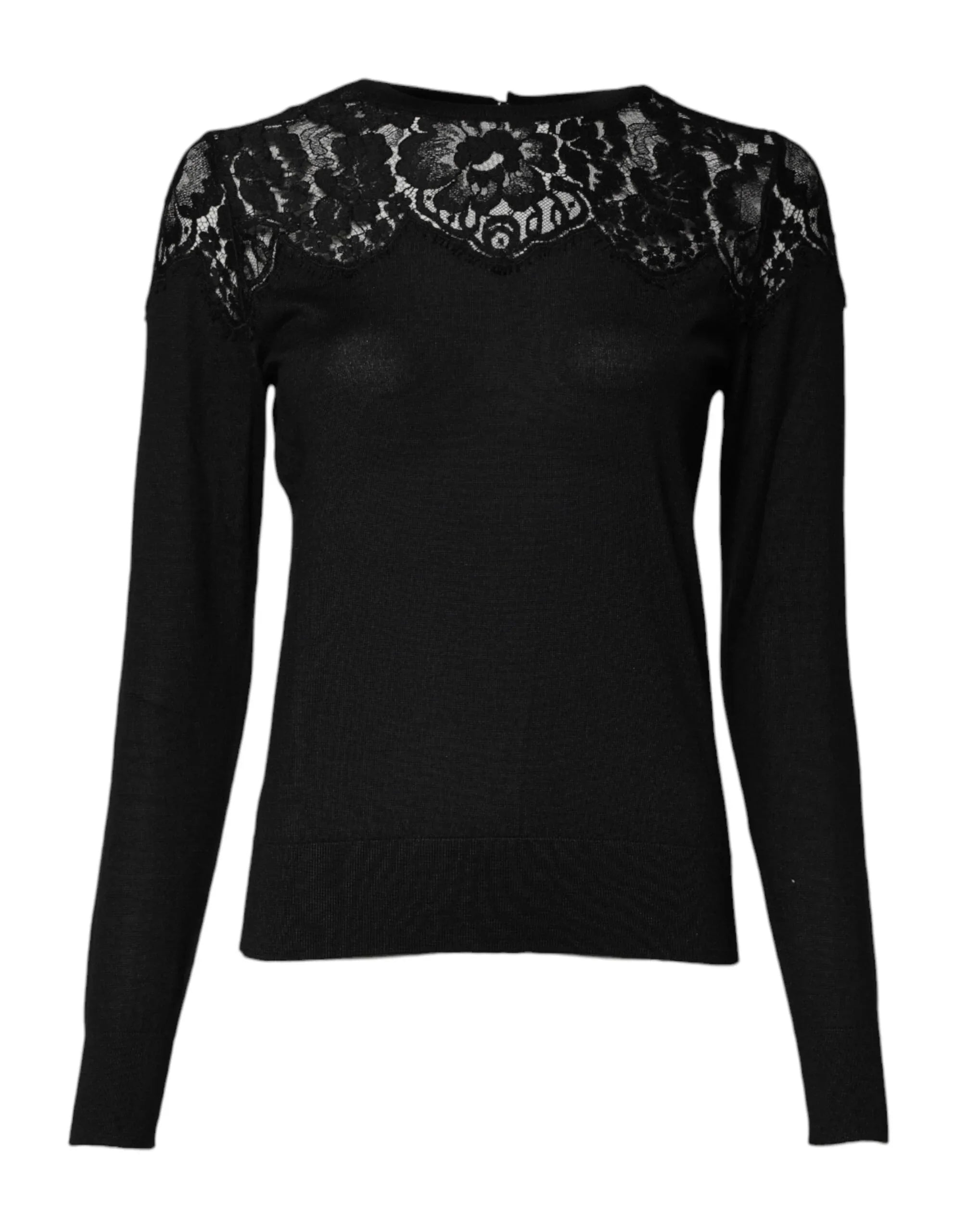Dolce & Gabbana Black Floral Lace Long Sleeves Blouse Top - Zeiniez