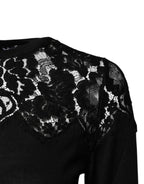 Dolce & Gabbana Black Floral Lace Long Sleeves Blouse Top - Zeiniez